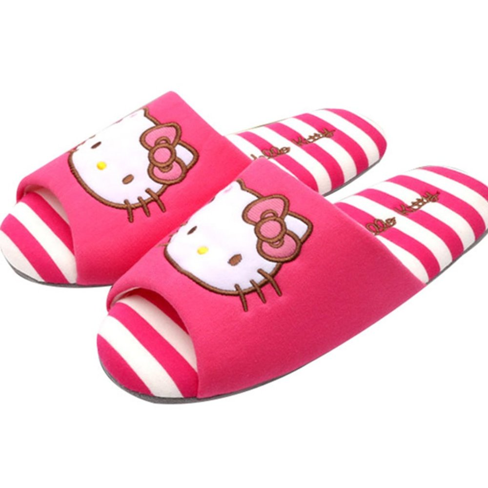 Sanrio Hello Kitty Open Toe Indoor Slipper Pink Stripes